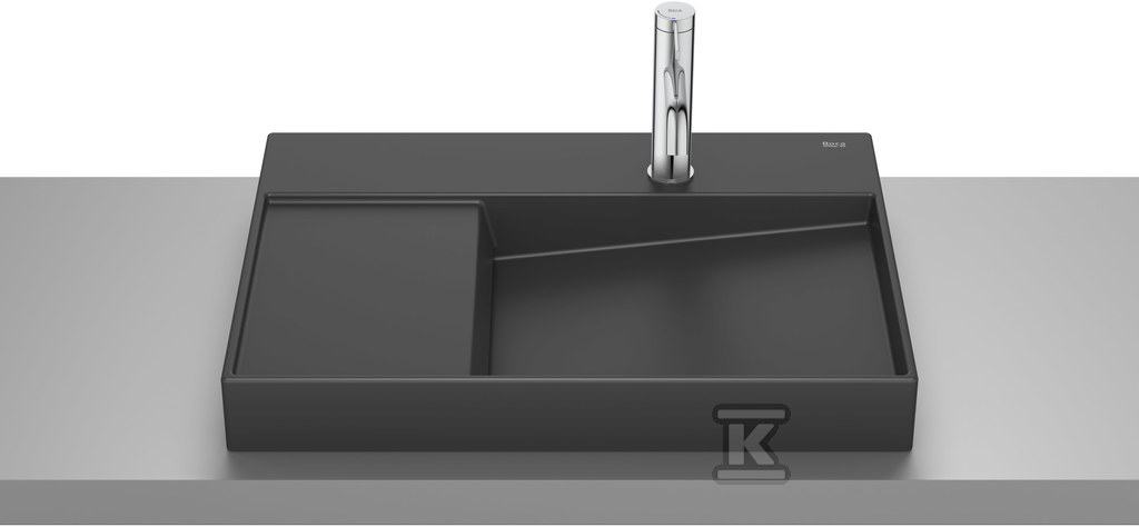 Umywalka HORIZON nablatowa, VIEW 60x42 cm z otworem na baterię CZARNY MAT