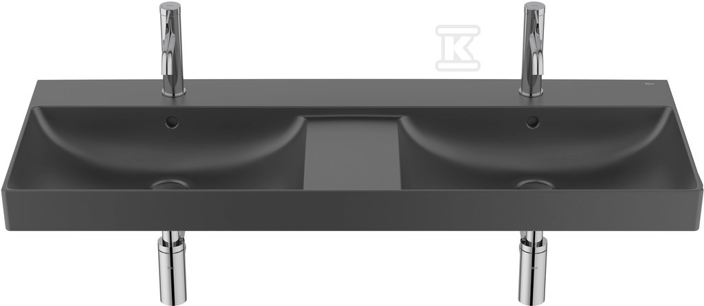 Umywalka ONA ścienna podwójna 120x46 cm Fineceramic® CZARNY MAT