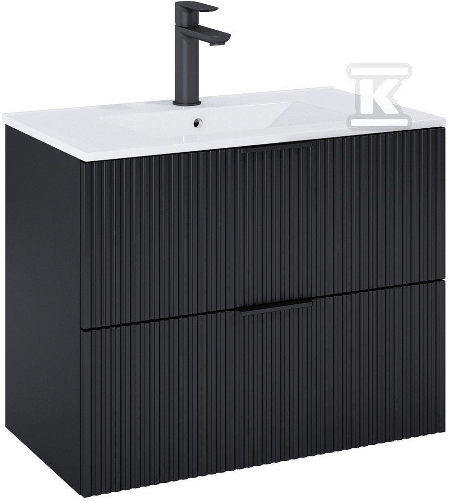 Szafka łazienkowa REEF 80 cm z 2 szufladami, do kompletacji z umywalką Hebe, czarny mat