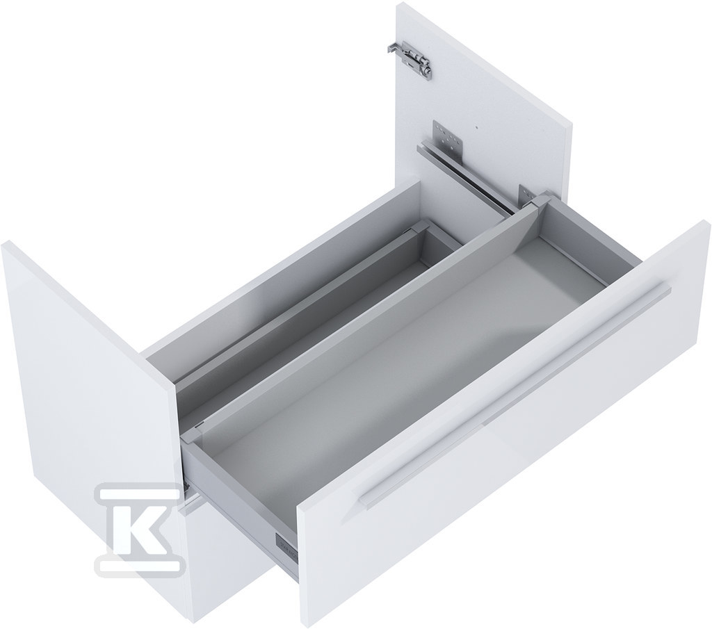 Komoda łazienkowa KWADRO 80 cm z 2 szufladami, do kompletacji z szafkami oraz blatami, biały połysk