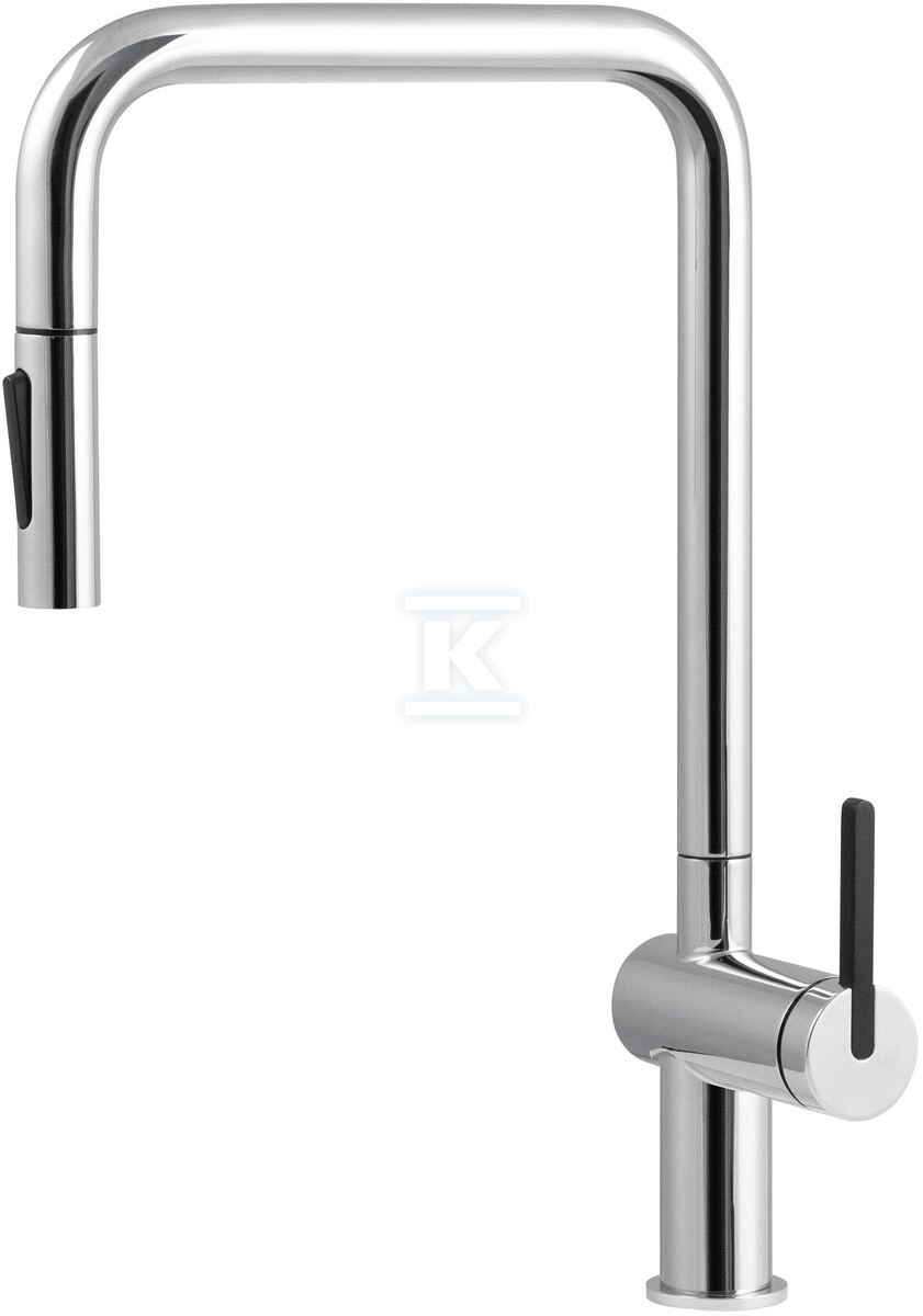 Bateria zlewozmywakowa Momi, chrom, z prostokątną wyciąganą wylewką "U"