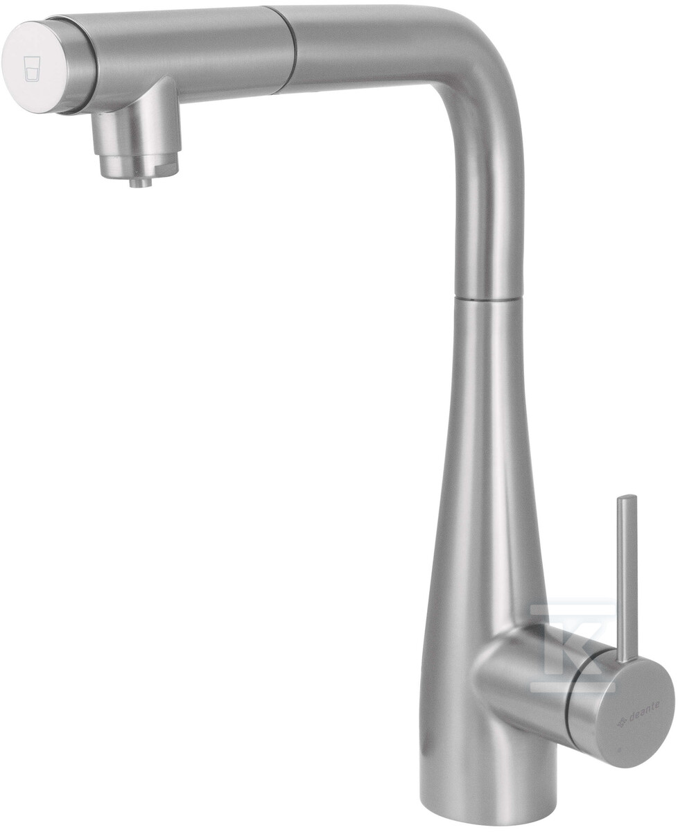 Bateria zlewozmywakowa Eridan, stal szczotkowana, z wyciąganą wylewką z podłączeniem do filtra wody