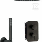 Zestaw prysznicowy podtynkowy z BOXem mieszaczowym - z głowicą prysznicową Silia, nero