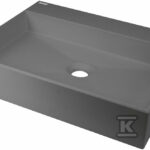 Umywalka granitowa stawiana na blat - 500x400 mm Correo, antracyt metalik