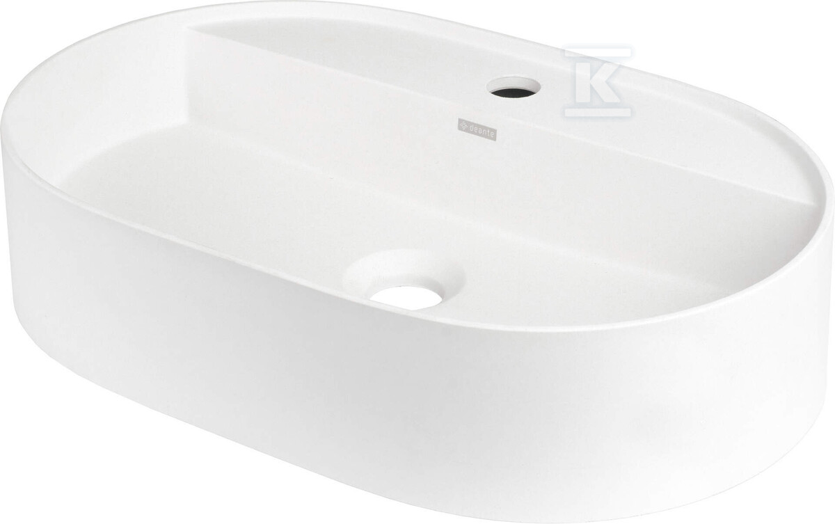 Umywalka nablatowa Silia, alabaster 55x35 cm z wyspą na baterię