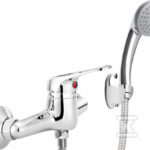 Bateria prysznicowa ścienna Lobo z zestawem prysznicowym, chrom