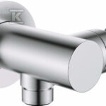 Przyłącze kątowe okrągłe z uchwytem na słuchawkę Cascada, stal szczotkowana