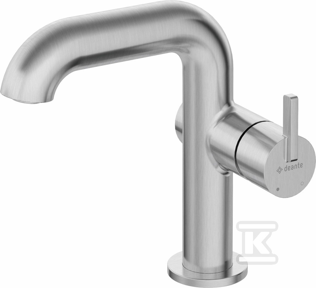 Bateria umywalkowa z prostokątną wylewką Silia, stal szczotkowana