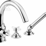 Bateria wannowa 4-otworowa z zestawem prysznicowym Temisto, chrom