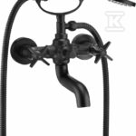 Bateria wannowa z zestawem prysznicowym Temisto, nero