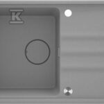 Zlewozmywak granitowy 1-komorowy z ociekaczem Momi, szary metalik