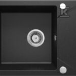 Zlewozmywak granitowy 1-komorowy z ociekaczem Evora, grafit metalik