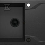 Zlewozmywak granitowy 1-komorowy z ociekaczem Andante Flush - montowany na równi z blatem, grafit metalik