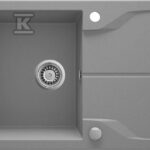 Zlewozmywak granitowy 1-komorowy z ociekaczem Andante, szary metalik