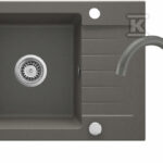 Zlewozmywak granitowy z baterią 1-komorowy z ociekaczem Zorba, antracyt metalik