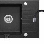 Zlewozmywak granitowy z baterią 1-komorowy z ociekaczem Zorba, grafit