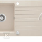 Zlewozmywak granitowy z baterią 1-komorowy z ociekaczem Zorba, beż