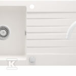 Zlewozmywak granitowy z baterią 1-komorowy z ociekaczem Zorba, alabaster