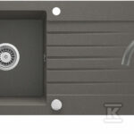 Zlewozmywak granitowy z baterią 1-komorowy z ociekaczem Zorba, antracyt metalik