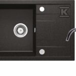 Zlewozmywak granitowy z baterią 1-komorowy z ociekaczem Corio, grafit