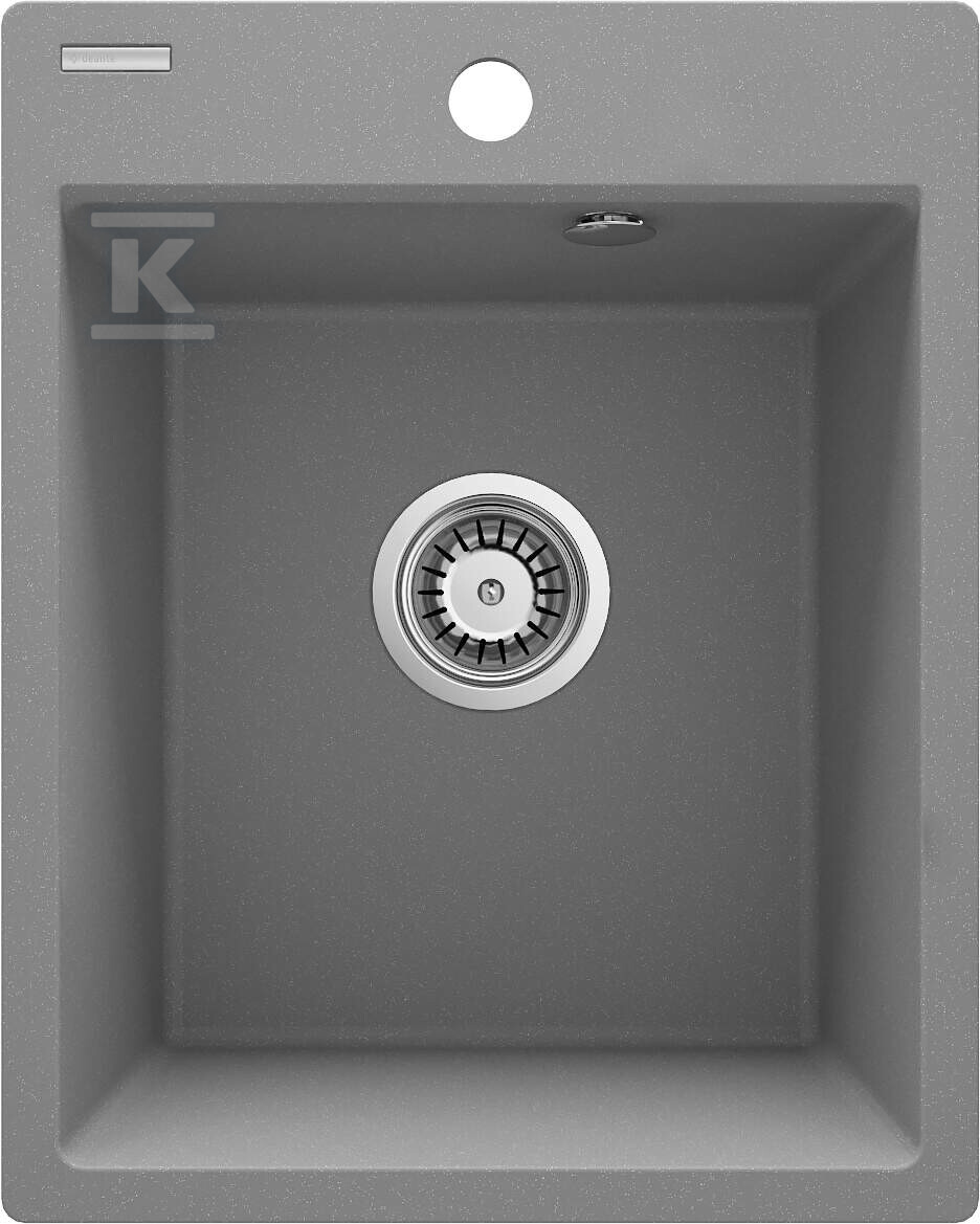 Zlewozmywak granitowy Corio, szary metalik, 1-komorowy 400x500x211 mm + osprzęt Space-Saver