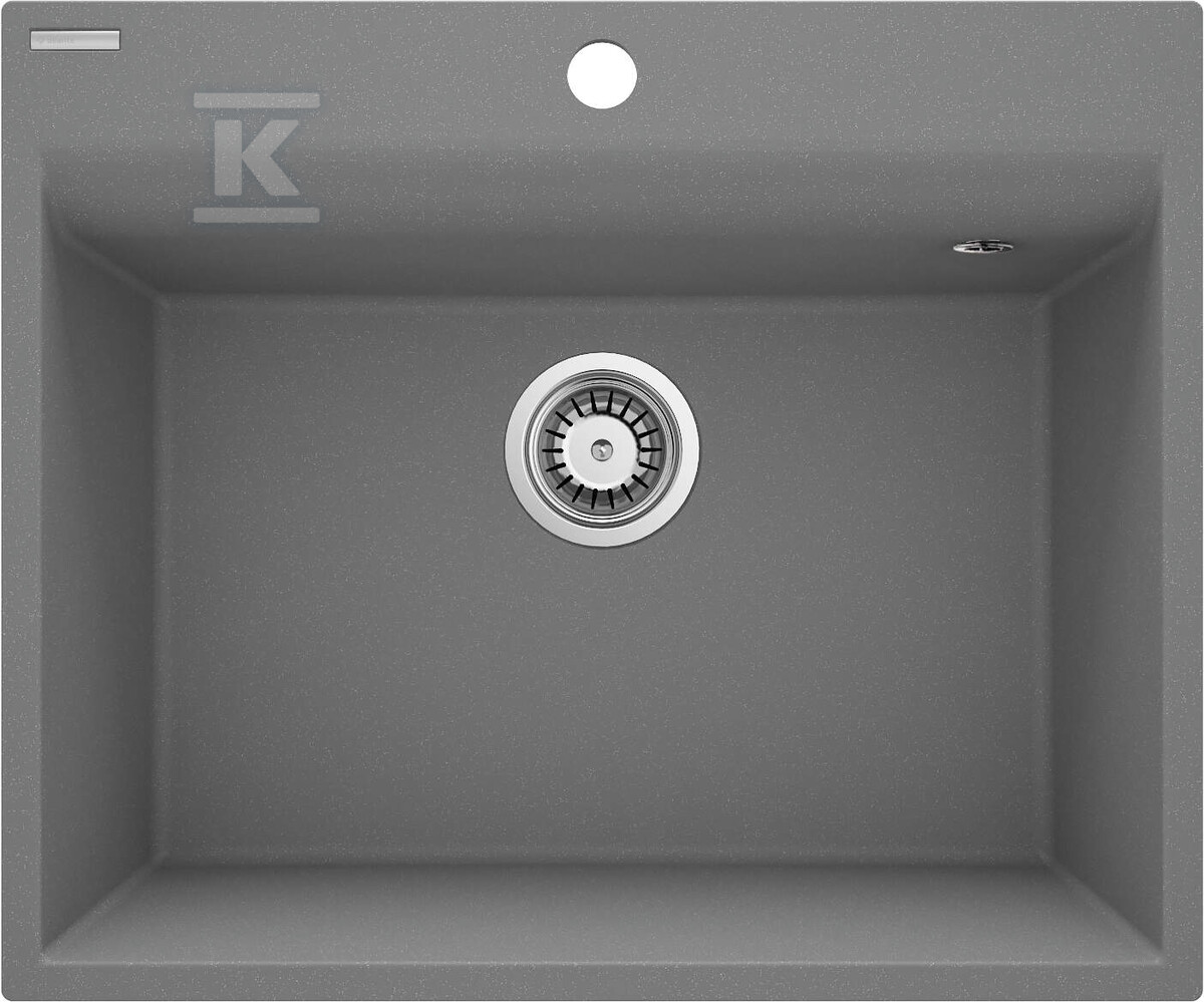 Zlewozmywak granitowy Corio, szary metalik, 1-komorowy 600x500x216 mm + osprzęt Space-Saver