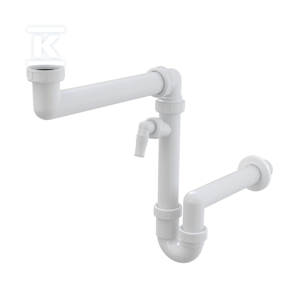 Małogabarytowy półsyfon zlewozmywaka rurowy z nakrętka 6/4" i przyłączem A872P