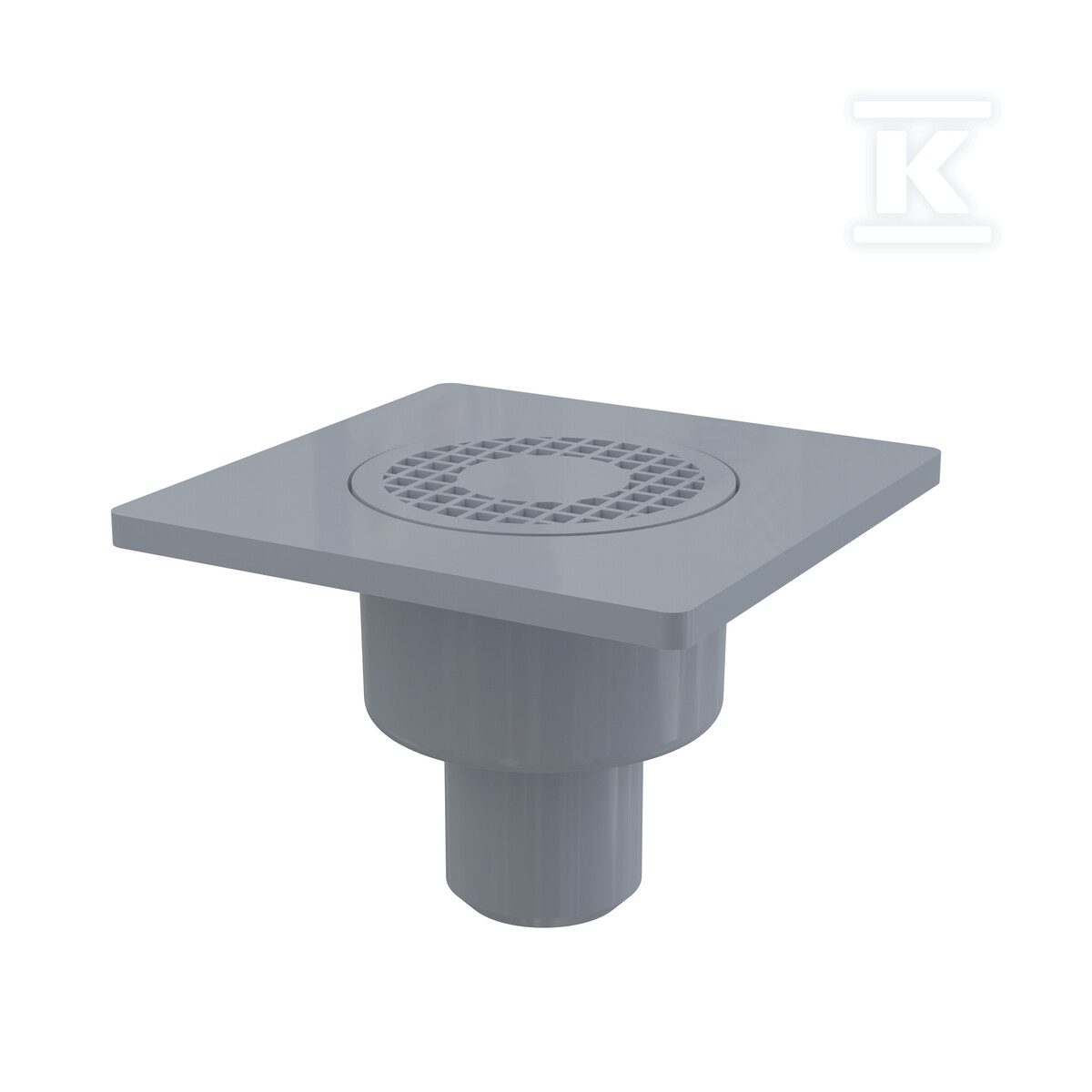 Kratka ściekowa 150×150/50 mm odpływ pionowy, kratka szara, syfon mokry APV4