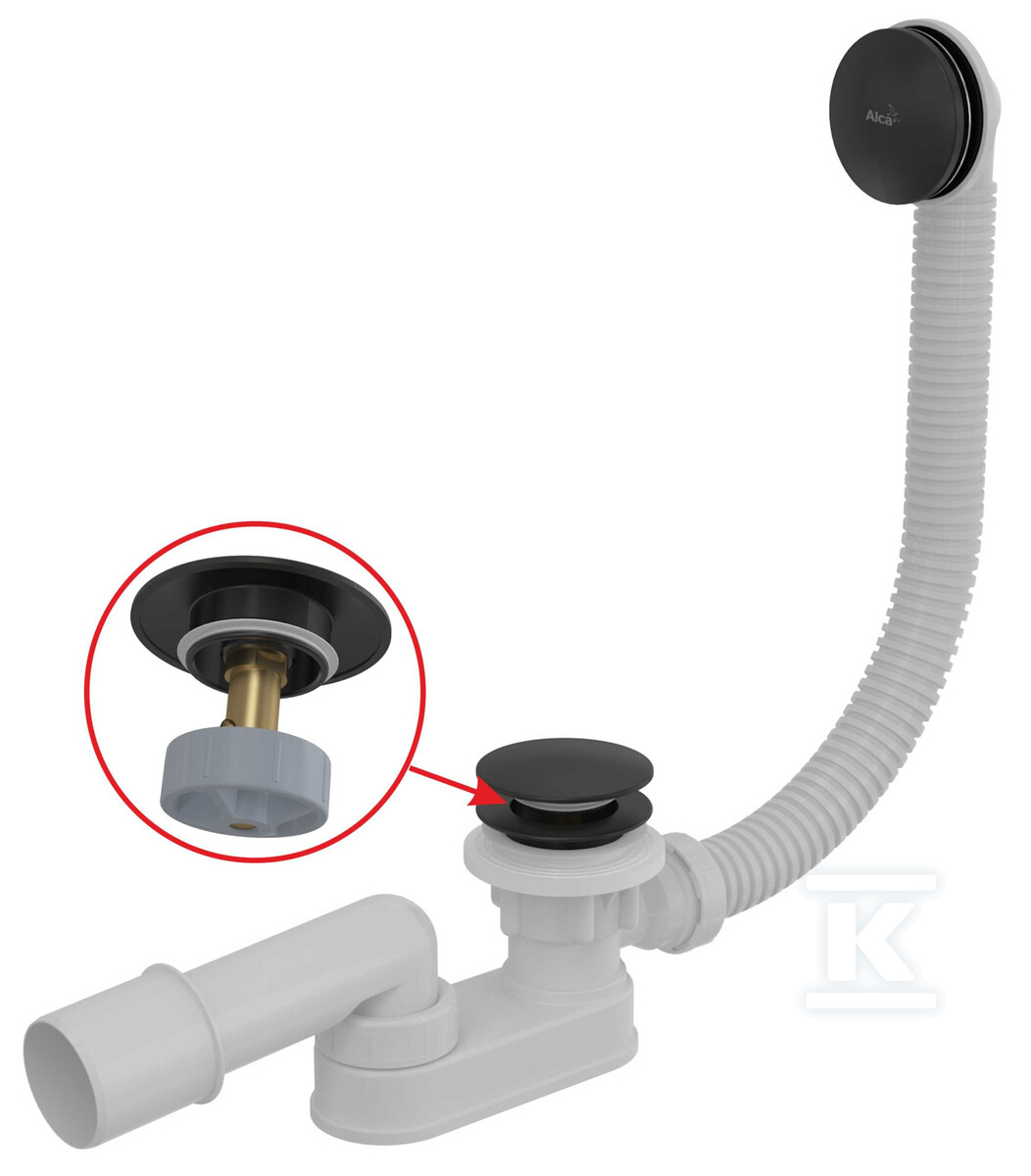 SYFON WANNOWY CLIK/CLAK, CZARNY-MAT