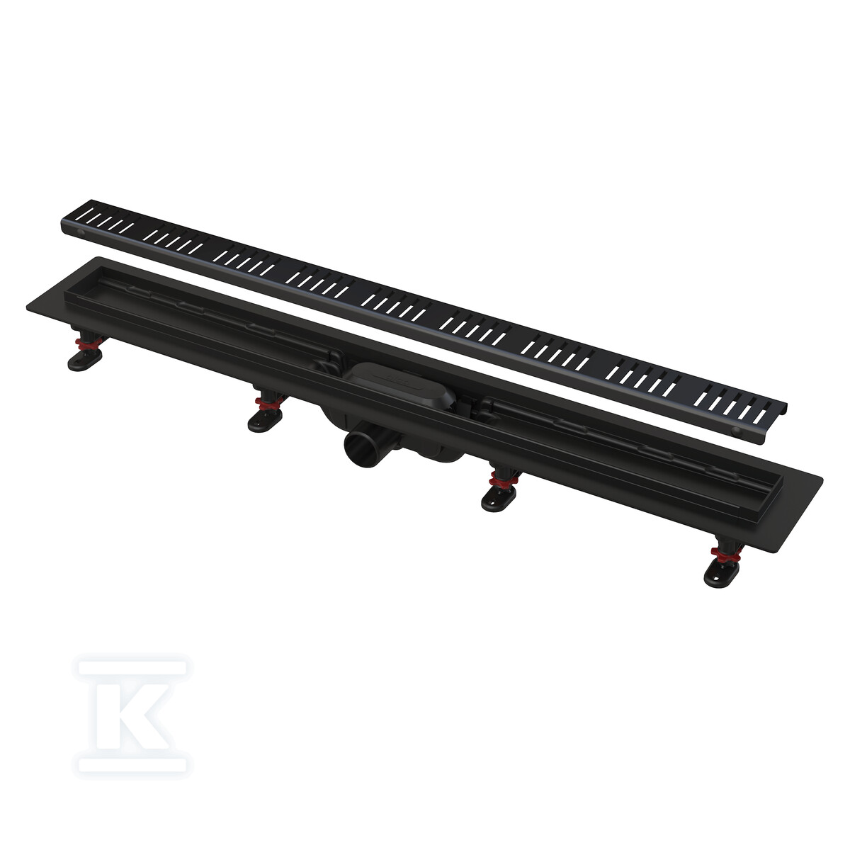 Odpływ podłogowy Simple z obramowaniem do rusztu perforowanego, czarny-mat APZ10BLACK-750M