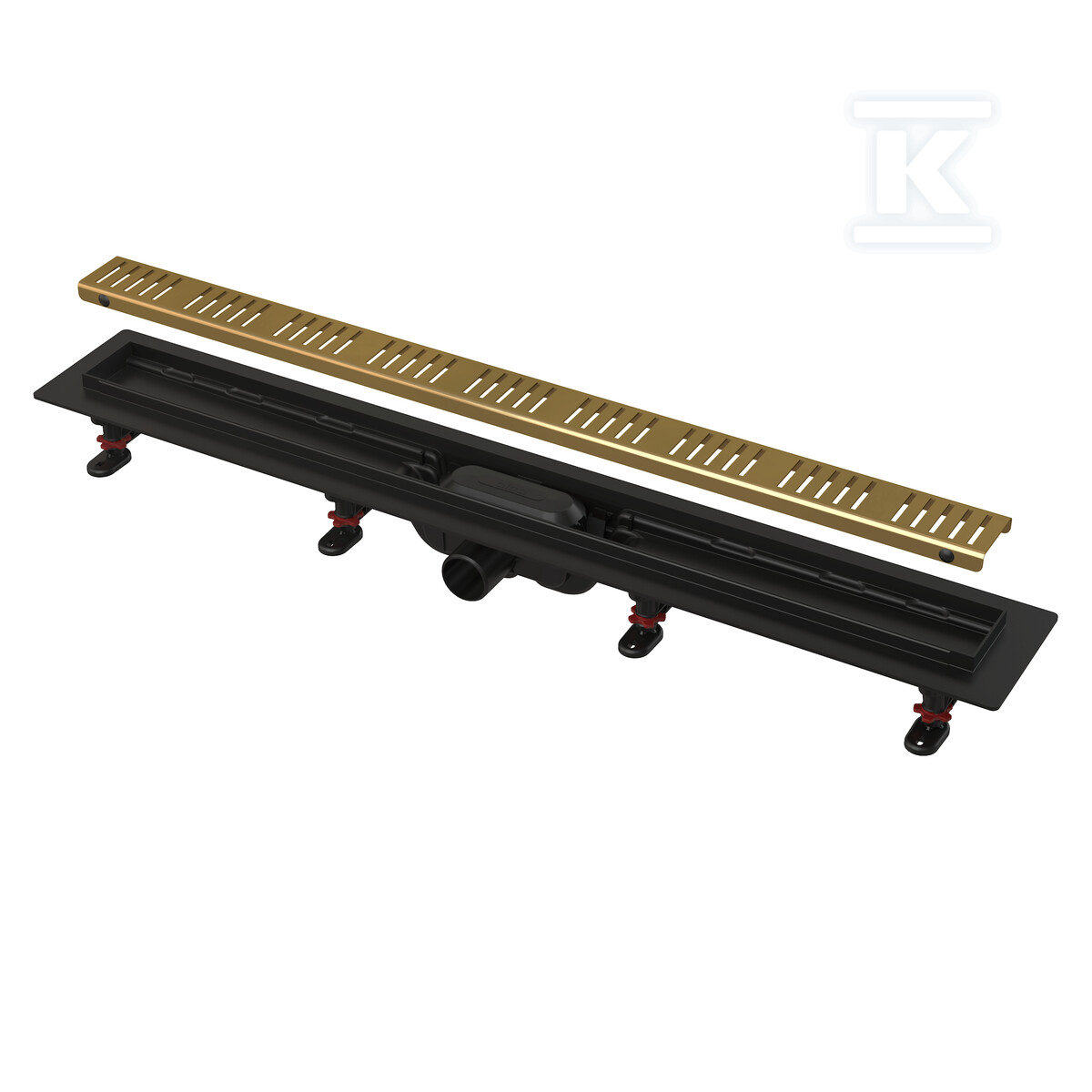 Odpływ podłogowy Simple z obramowaniem do rusztu perforowanego, mosiądz APZ10BLACK-850BRASS